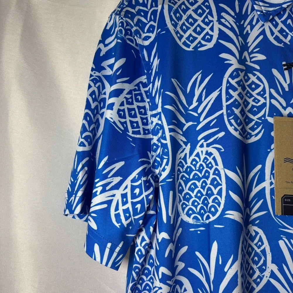 Chubbies‎ Mens The Thigh Napple Performance Polo Shirt Blue Pineapple M